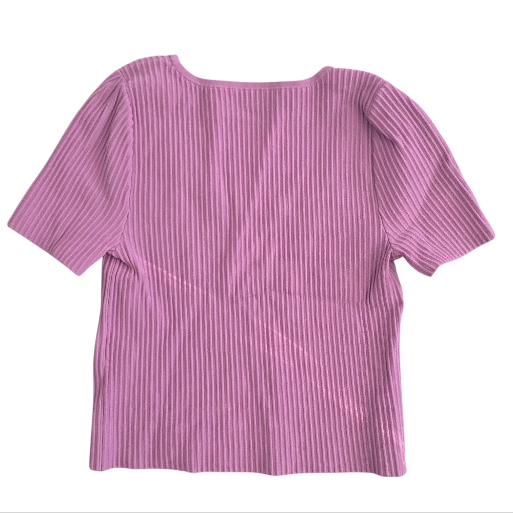 Madewell Womens Pink Ottoman Crop Ribbed Sweater Tee Size Medium - Picture 7 of 13